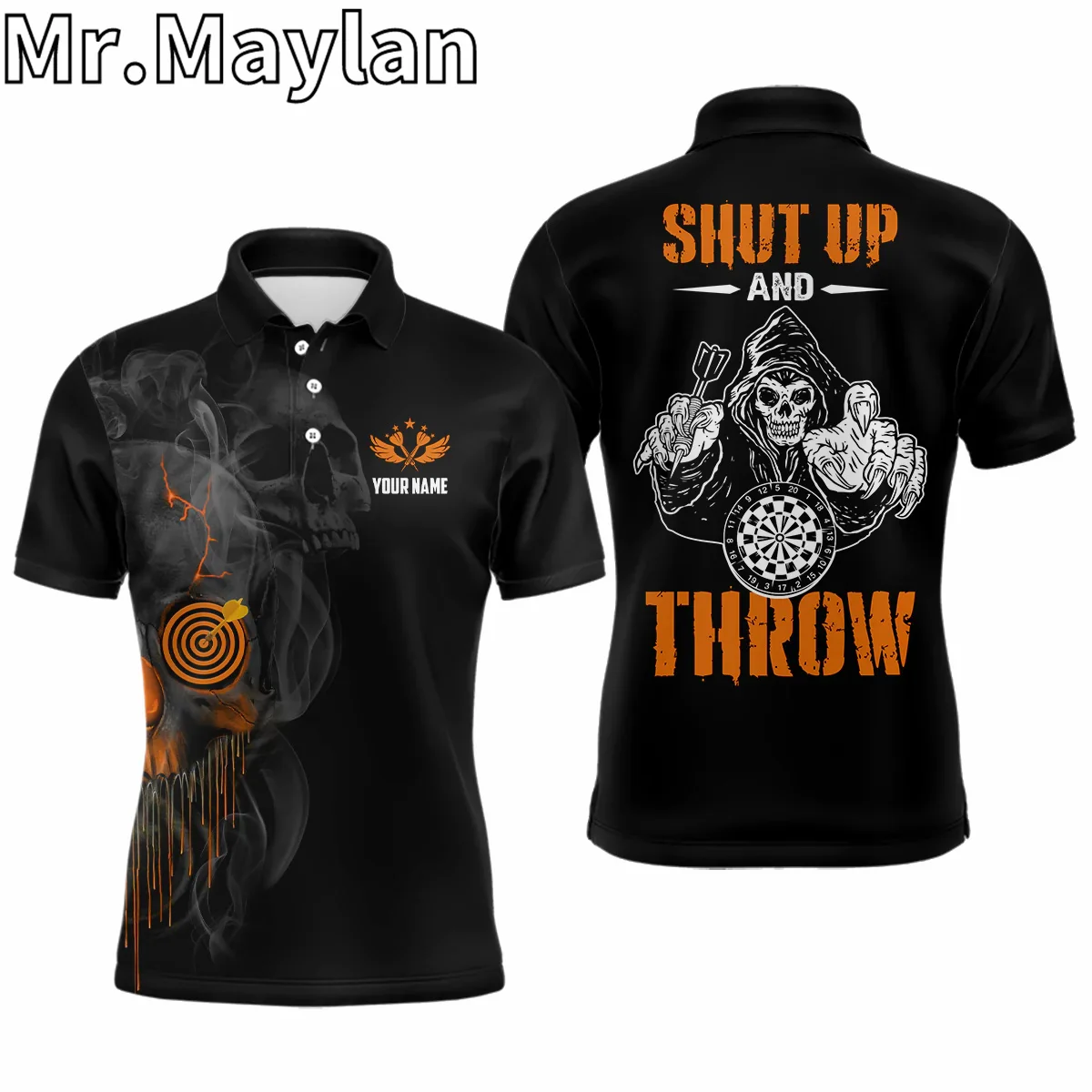 3D Personalized Yellow Black Mens Darts Polo Shirt Custom Darts Shirt For Men Darts Team Jersey Gift For Darts Lovers Unisex Top