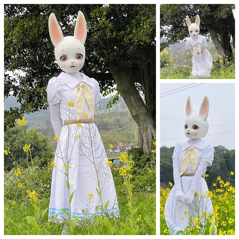 

Anime beastars Choi cosplay costume lolita dress JK uniform enrollment wig ears White Rabbit Halloween costume for women
