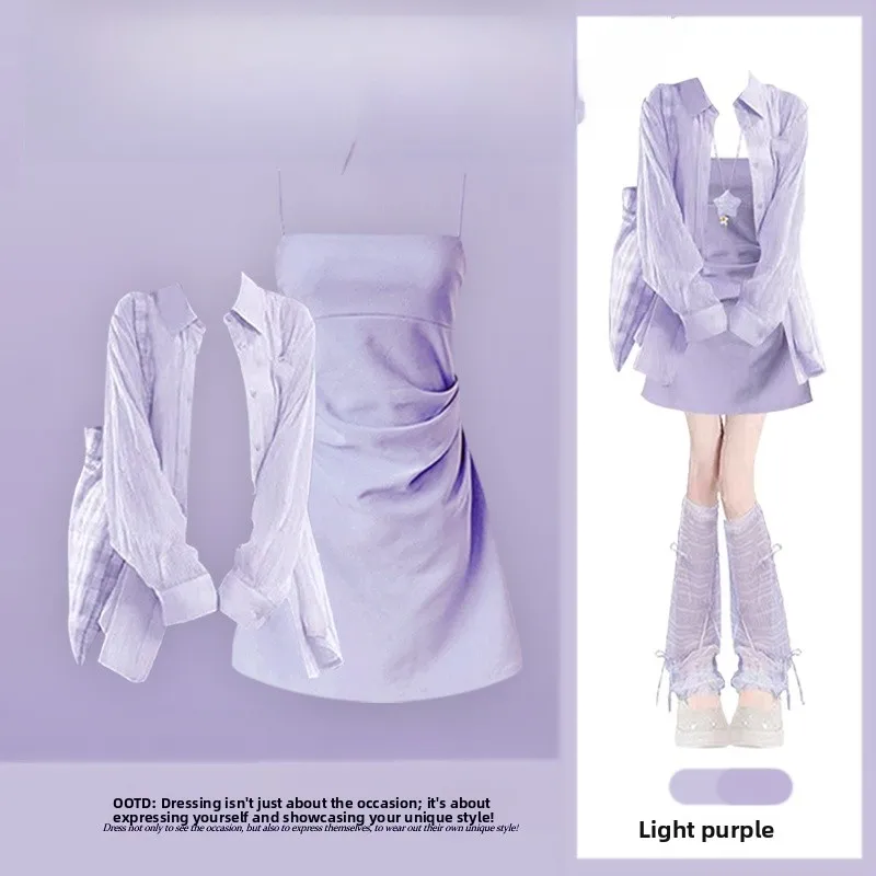 

Spring New Sle Dopne Set Women's Korean Sle Versatile Sun Protection irt And Slimming Strap Dr Two Piece Set