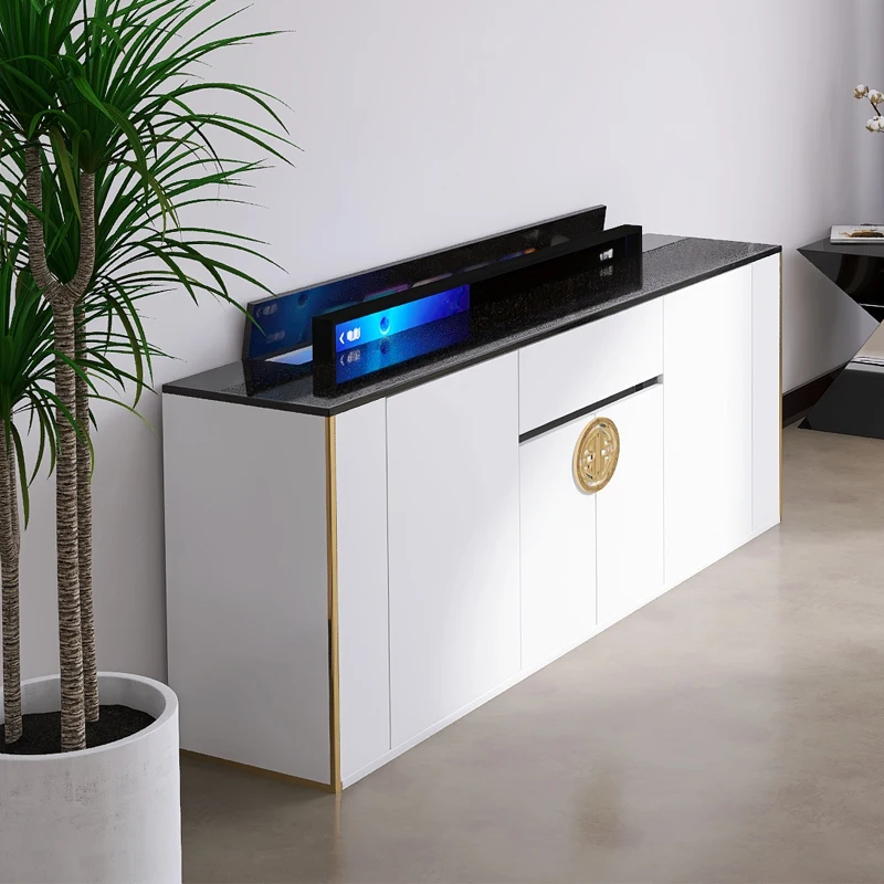 jj *White intelligent lifting TV cabinet remote control automatic hidden TV partition cabinet