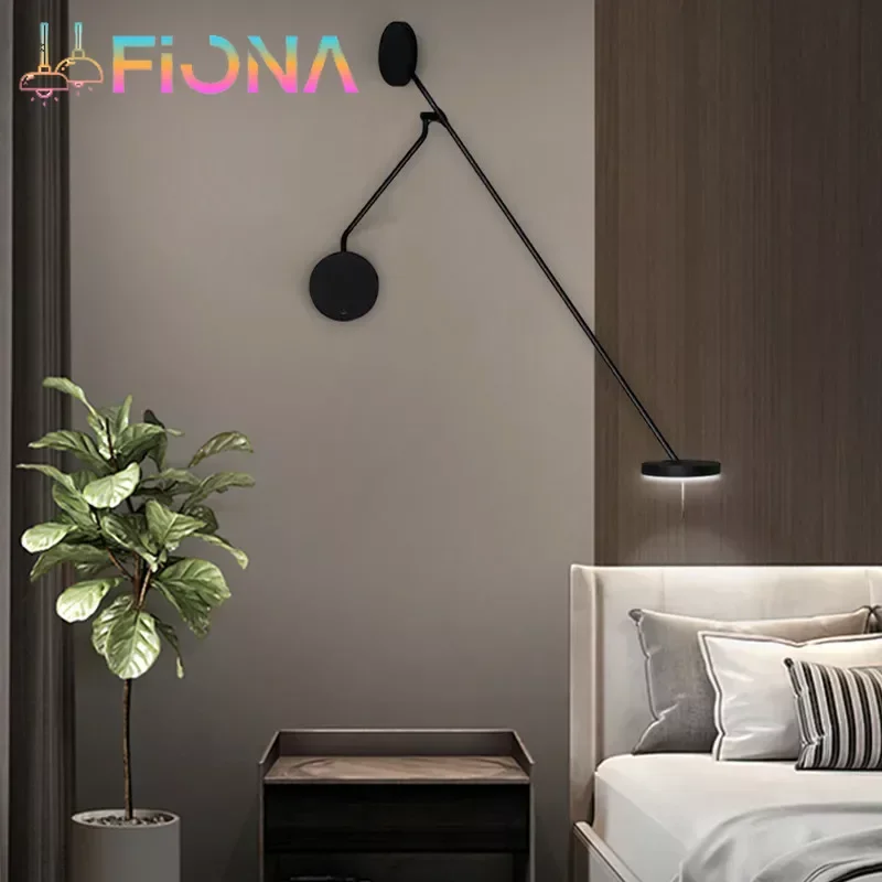 

Designer Creative Long Pole Flexible Wall Lamp Black Wall Lamp with Adjustable for Bedroom Study Room Swing Arm Wall Light