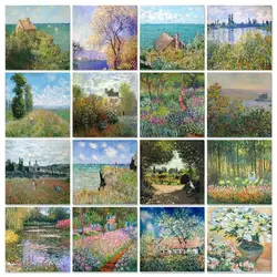 GATYZTORY Coloring By Numbers Monet Garden DIY Painting Oil Paints 40x50 Picture By Numbers Landscape Kit Wall Picture Crafts De