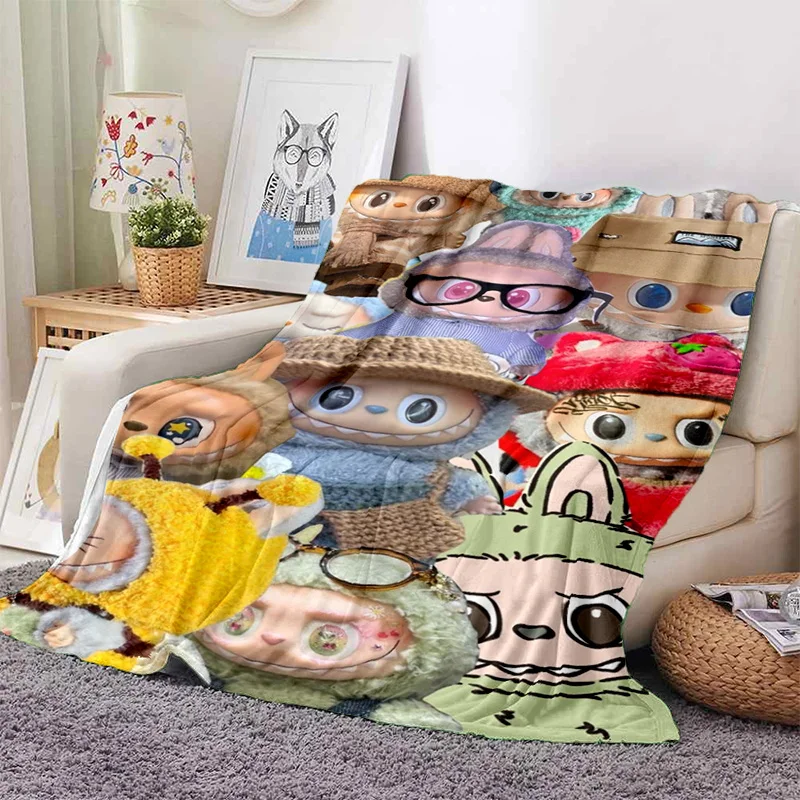 Trendy IP Nordic Forest Elf Image THE MONSTERS LABUBU Blanket Cute Cartoon Doll Sofa Cover Bed Sheet