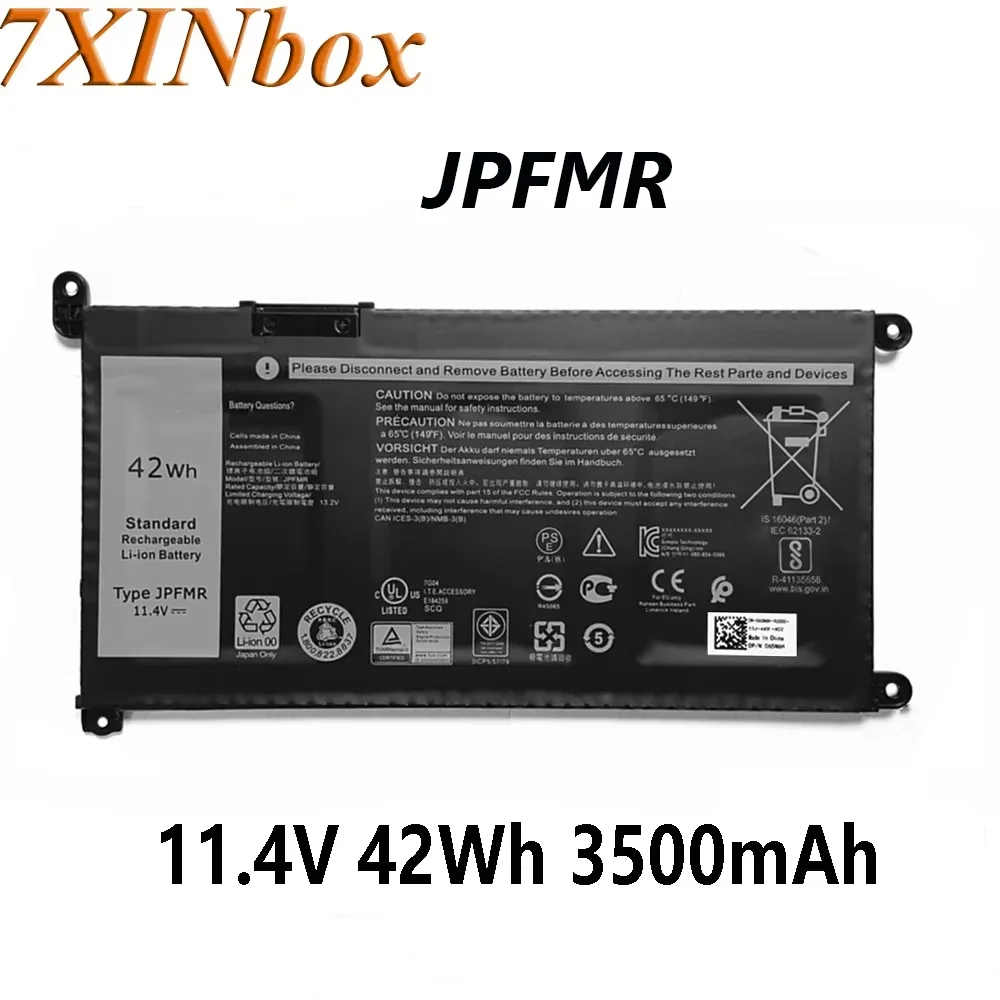 

7XINbox JPFMR 11.4V 42Wh 3500mAh Original Laptop Battery For Dell Chromebook 3100 3400 3100 2-in-1 Inspiron 14 5000 15 5000