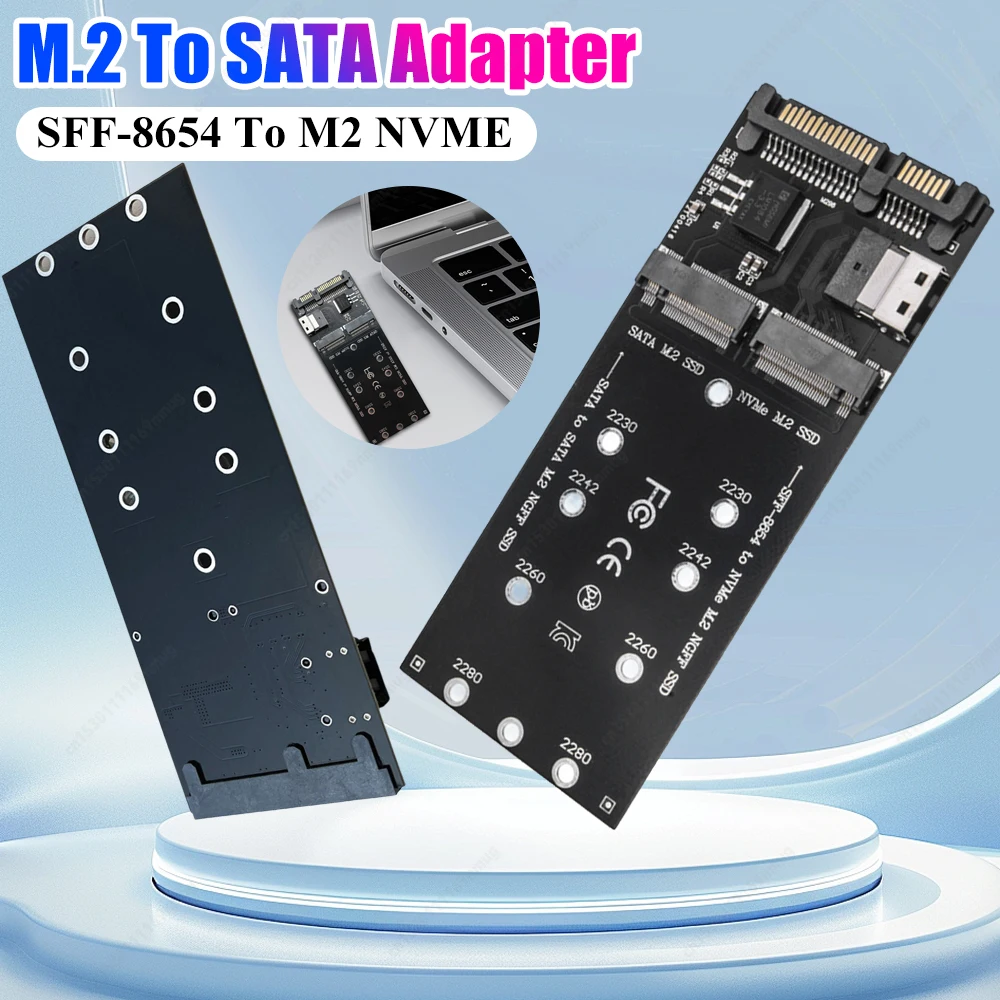 

M.2 To SATA Adapter SFF-8654 To M2 NVME SSD 22Pin SATA To M2 Expansion Card Converter Riser Board for PC Desktop Mainboard