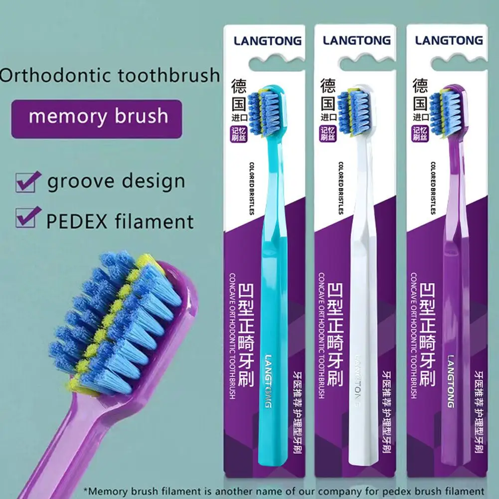 Escova de dentes de cerdas macias para saúde bucal Escova de dente dental Aparelho ortodôntico limpo, adulto, 1pc