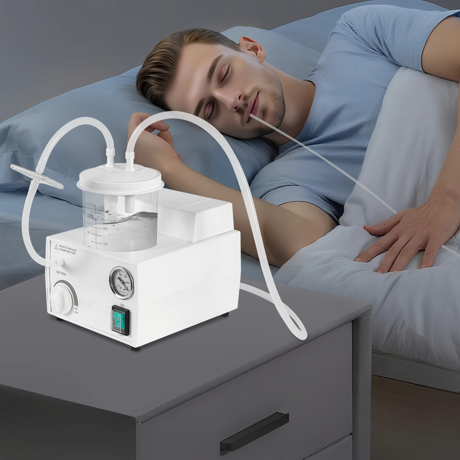 Bomba de succión, bomba de succión de esputo transparente de mano, bomba de succión Manual portátil con tubo desechable, succión profesional