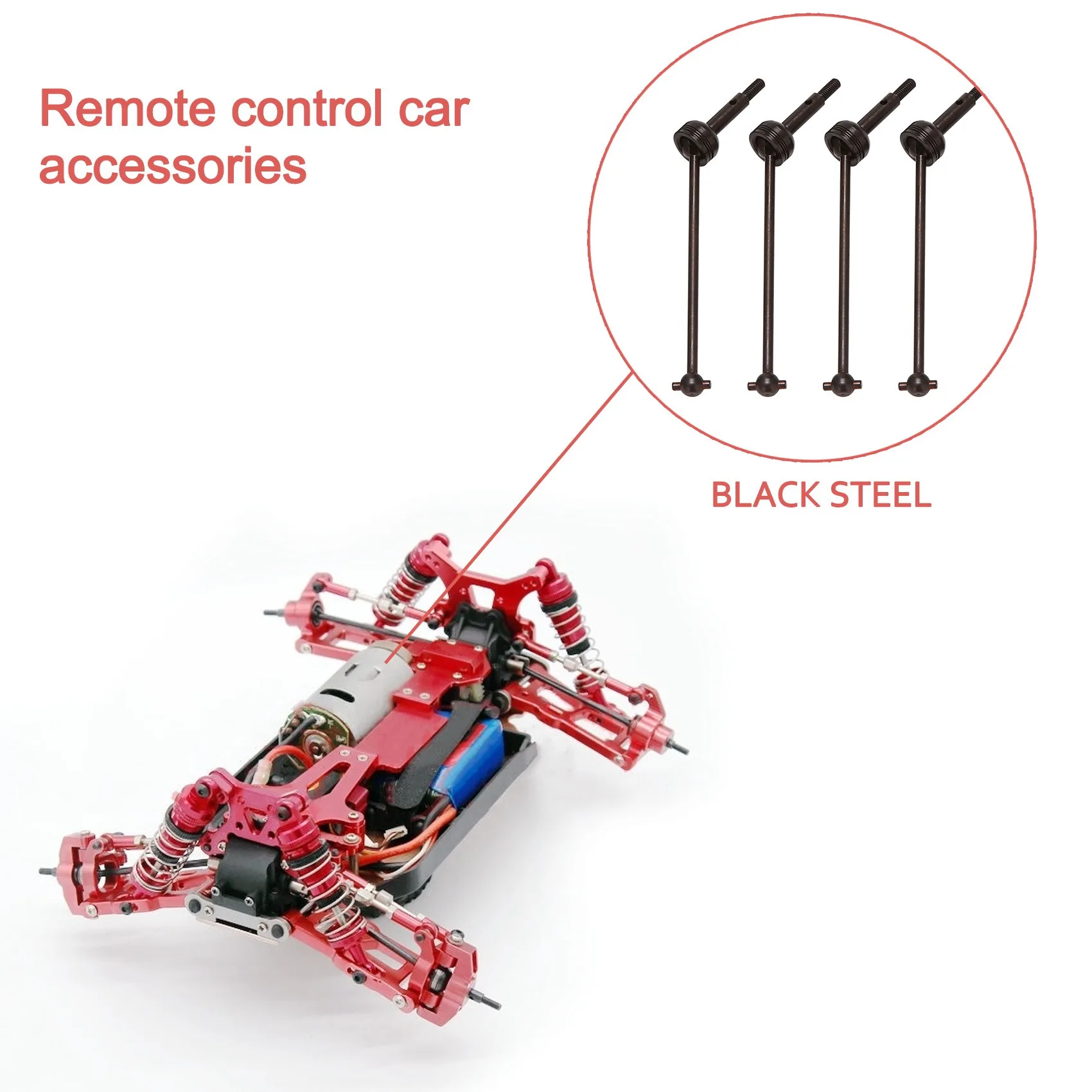 4Pcs Steel Front Rear Universal CVD Drive Shaft for WLtoys 144001 124018 124019 RC Car Upgrade Parts image 3