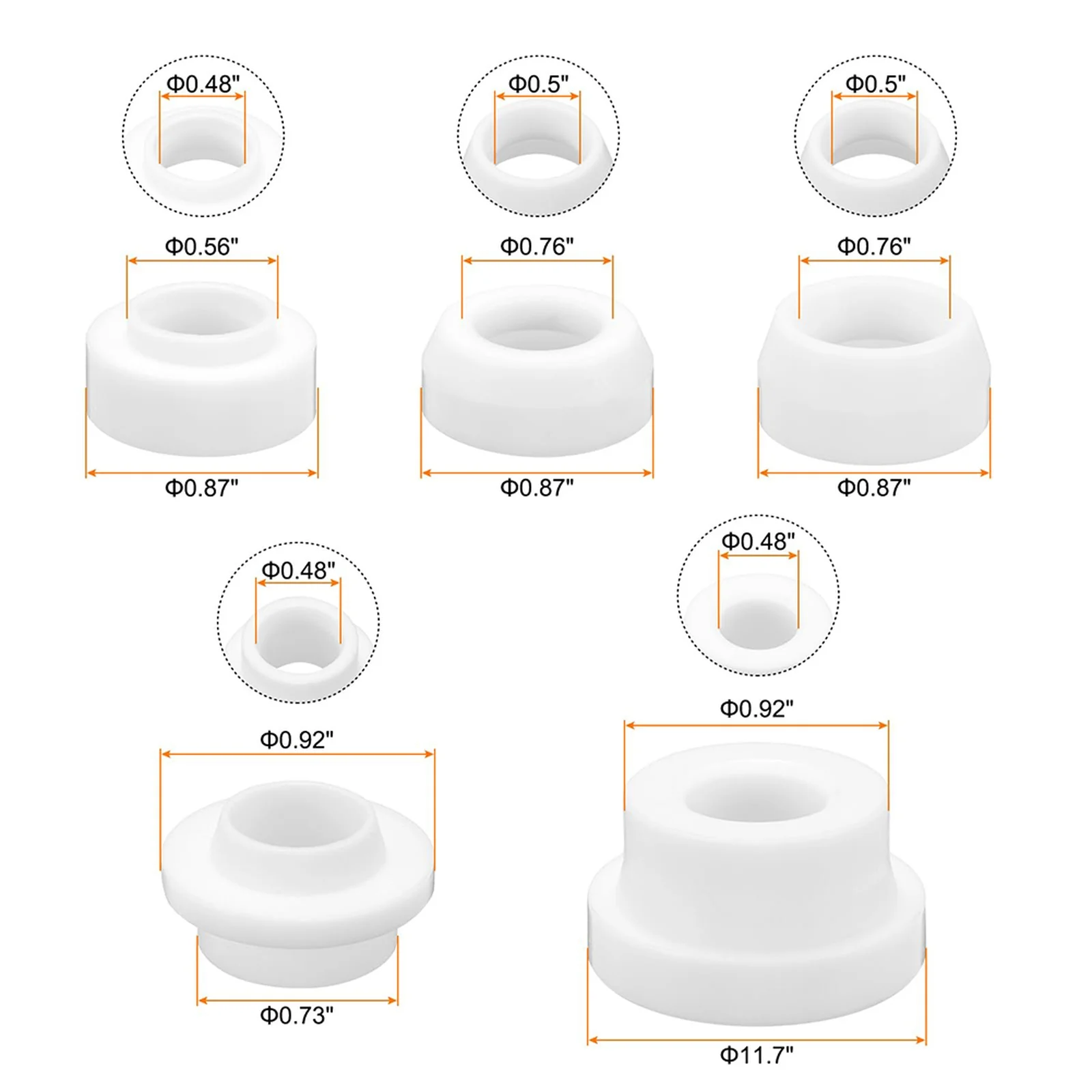 10PCS Insulation Gasket For TIG Gas Lens Cup WP-17 18 26 54N01 54N63 High Temperature Resistant Welding Torch Accessories White