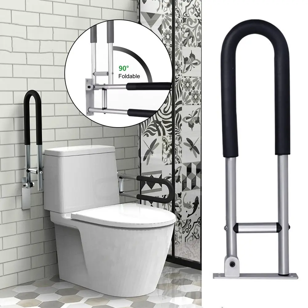 

Practical Foldable Toilet Armrest Aluminum Alloy Non Slip Grab Bars Rails Barrier Free Elder Handrails