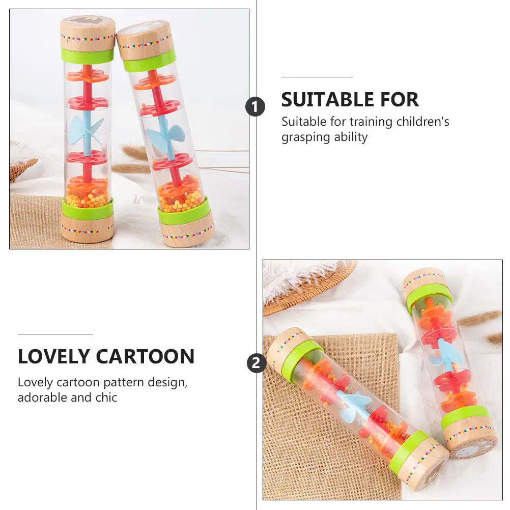 1Pcs Wood Rain Sound Stick Simulation Educational Plaything Musical Instrument Early Learning Hand Grasp Training Rainmaker