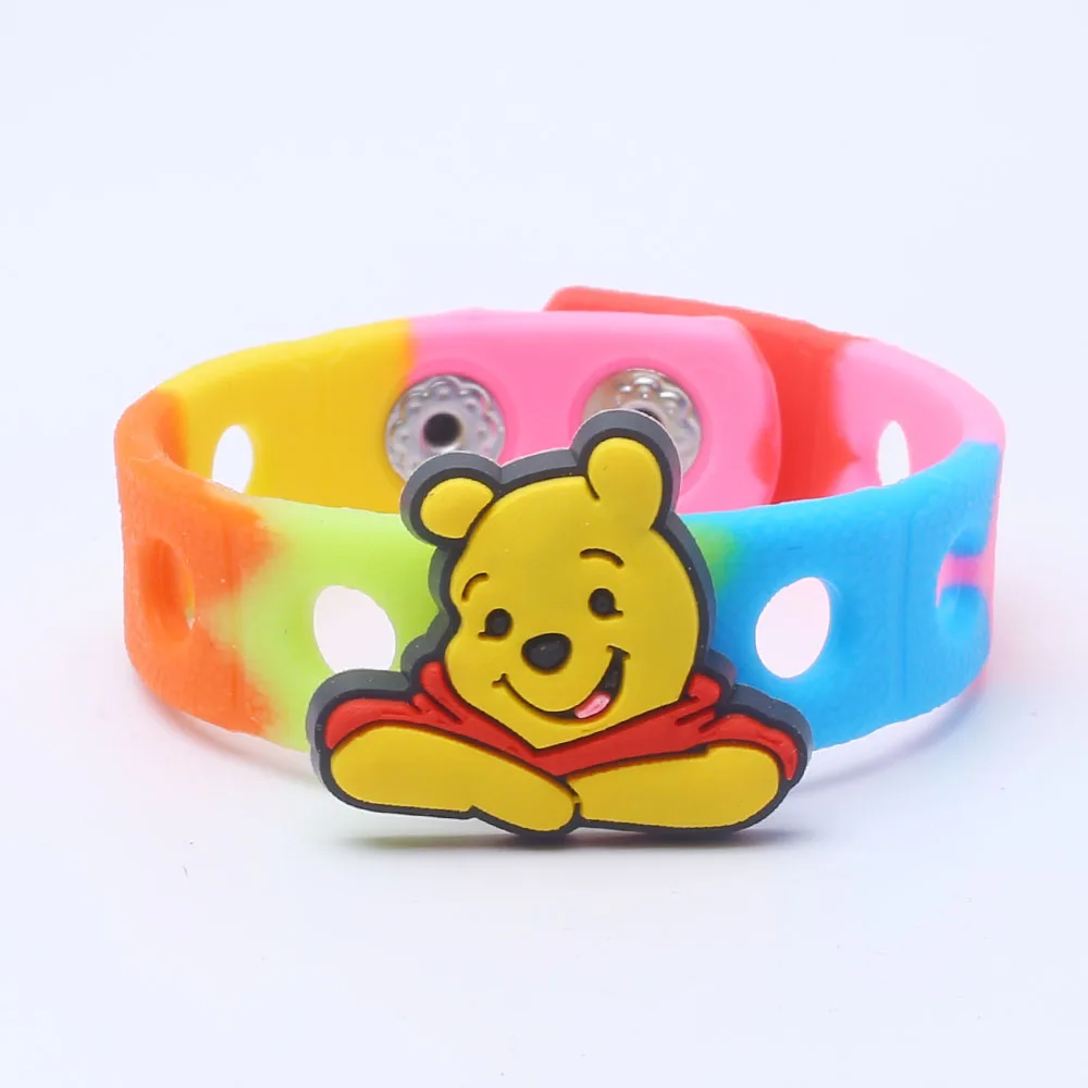 Winnie the Pooh Cartoon Cute  PVC Shoes Charm Accessories Clogs decorated wristband Children\'s Party Christmas