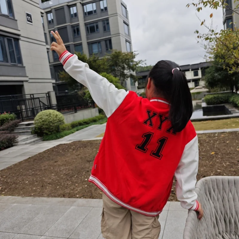 Personalized Unisex Baseball Style Kids Varsity Jacket, Custom Letterman Name & Number College Football Jacket for Boy or Girl