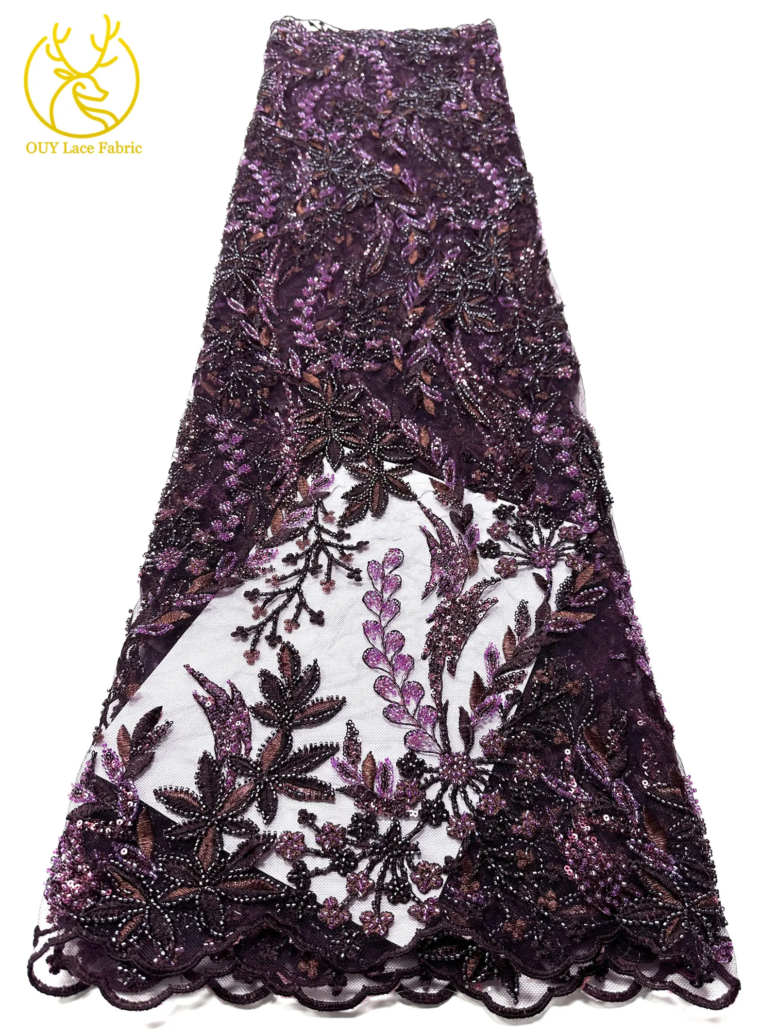 2026 Eleganter Afrikanischer Pailletten-Stickerei-Spitzenstoff 5 Yards Hochwertige Französische Perlen-Spitze Nigerianisches Party-Abendkleid Nähzubehör – Detail 15