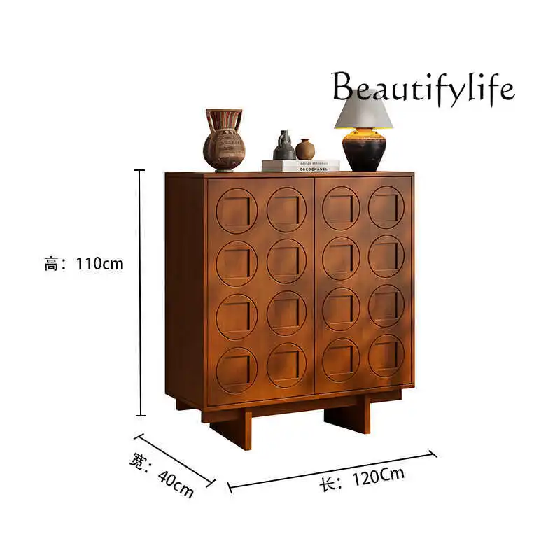 

American simple shoe cabinet solid wood living room entrance entrance cabinet antique style