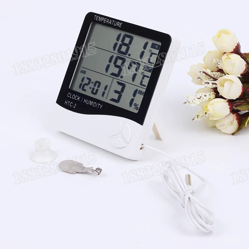 Electronic Digital Display Temperature And Humidity Meter Htc-2 High Precision Household Indoor External Probe Fish Tank Water T