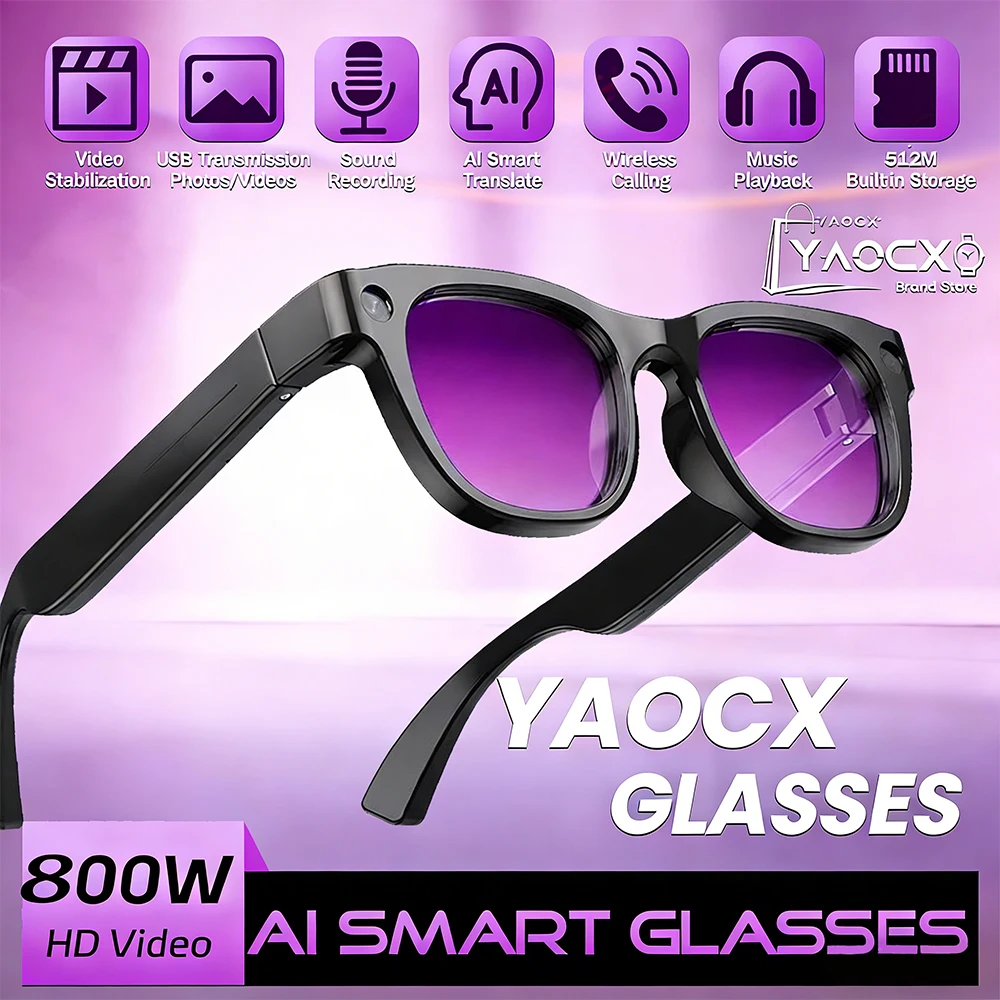 

Новые умные очки 2026 года с HD-камерой 800 Вт, функцией перевода в реальном времени, Wi-Fi передачей, музыкальным плеером и ИИ-чатом для Android и iOS