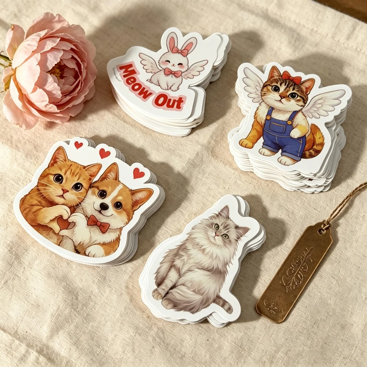 Custom Stickers Waterproof Your Own Logo Name Label PVC Vinyl Die Kiss Cut Kawaii Cute Laptop Aesthetics Sticker Self Adhesive