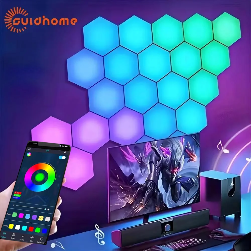 LED Hexagonal Quantum Lamp Smart Wall Panel Light RGBIC RGB Dream Color WIFI APP Voice Control Music Sync Work With Alexa Google