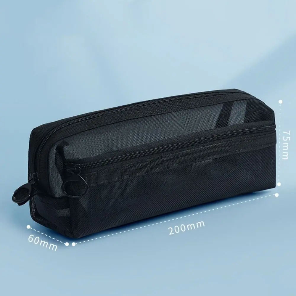 Double Layer Mesh Pen Bag Transparent Large Capacity Transparent Pencil Case Multifunctional Portable Exam Supplies Organizer