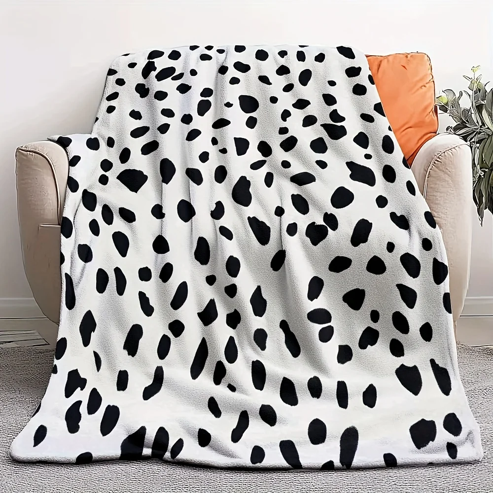 Dalmatian Polka Dot Print Throw Blanket, Soft Lightweight Blanket for Sofa Bed Office, Versatile Home Decor Gift