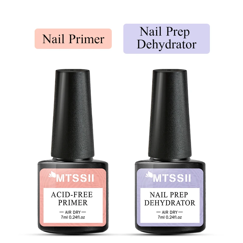 Mtssii 2PCS/Set 7ml Nail-Primer Prep Dehydrator Gel Nail Polish No Need Of UV LED Lamp Base Top Coat Nail Art Varnish Manicure