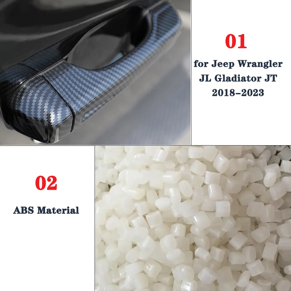 Car Door Grab Handle Decoration Cover Trim for Jeep Wrangler JL Gladiator JT 2018-2021 2022 2023 4-Doors Exterior Accessories