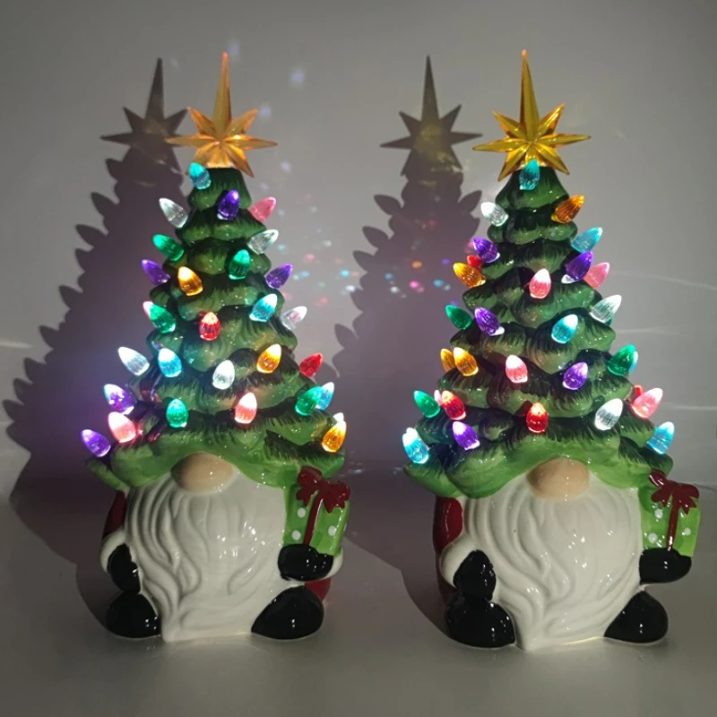أضواء شجرة عيد الميلاد بطارية مضيئة الراتنج جنوم أضواء ليلية عيد الميلاد سطح المكتب زينة غرف نوم المنزل هدايا الأطفال
