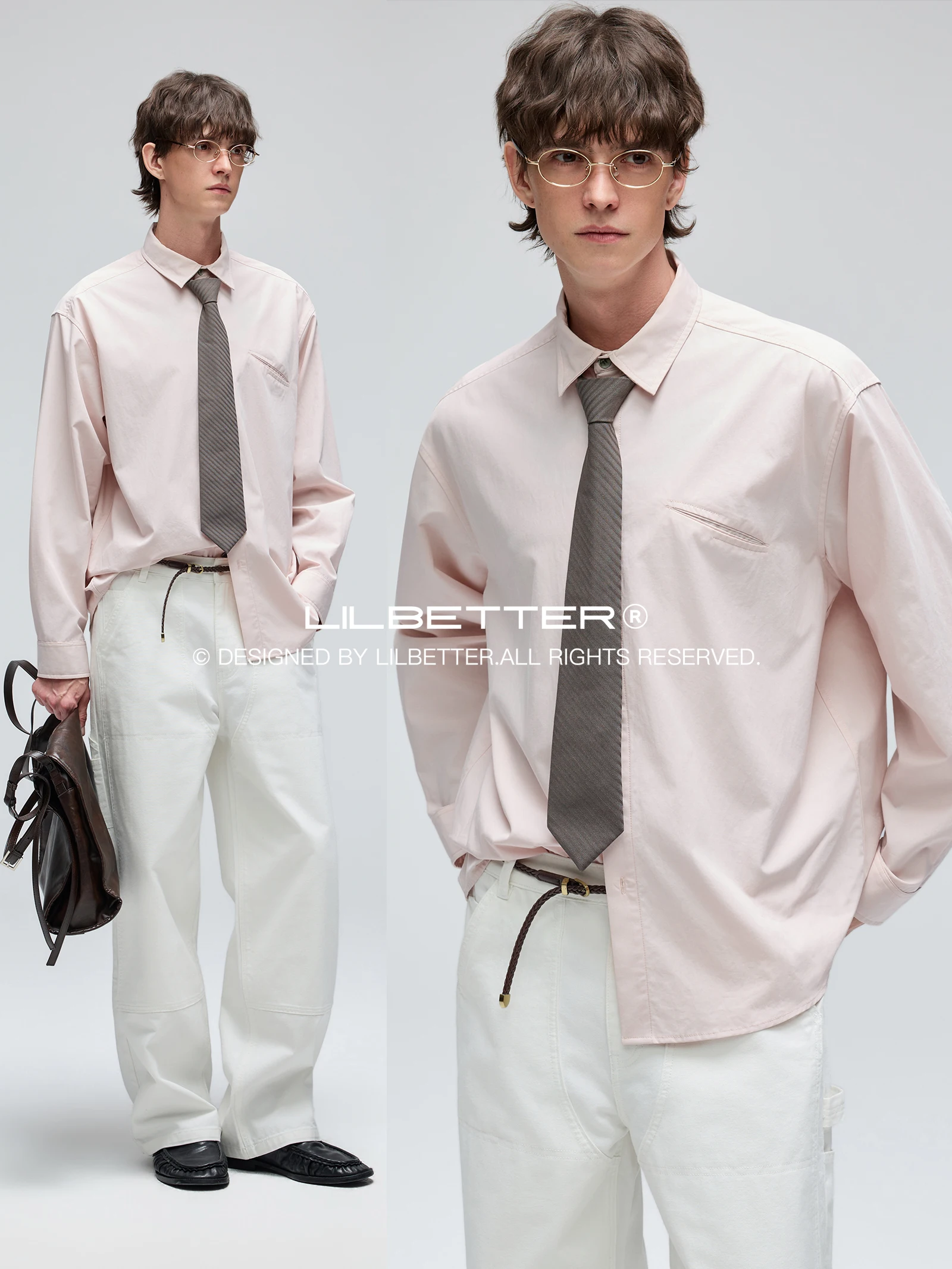 Lilbetter High Density Lyocell Silk Long Sleeve Shirt Hidden Pocket Commute Minimalist Style Men's Casual Fashion Shirt
