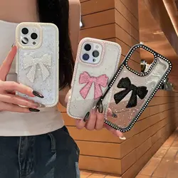 Women Girl's Diamond Butterfly Phone Case for iPhone 16 11 12 13 14 15 Pro Max 16 Plus Transparent Plating Soft Silicone Cover