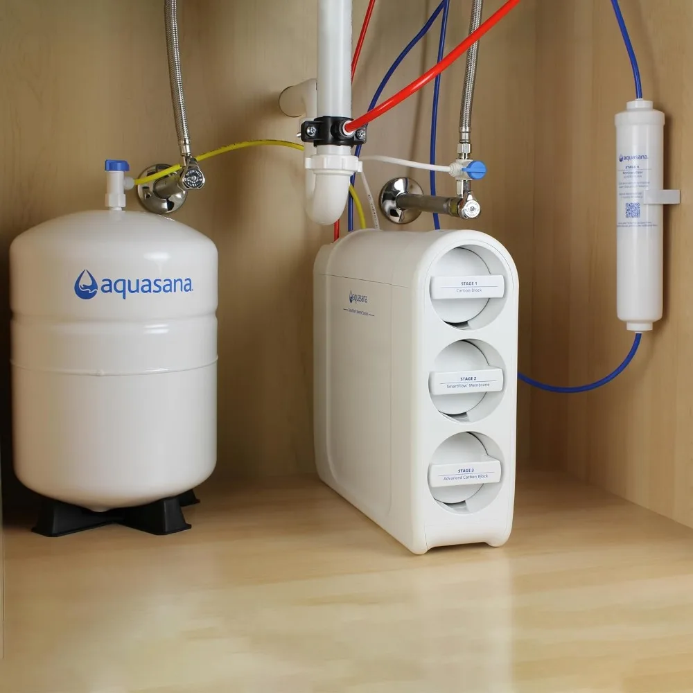 Aquasana SmartFlow Reverse Osmosis Water Filter System - High-Efficiency Under Sink RO Removes up to 99.99% of Fluoride