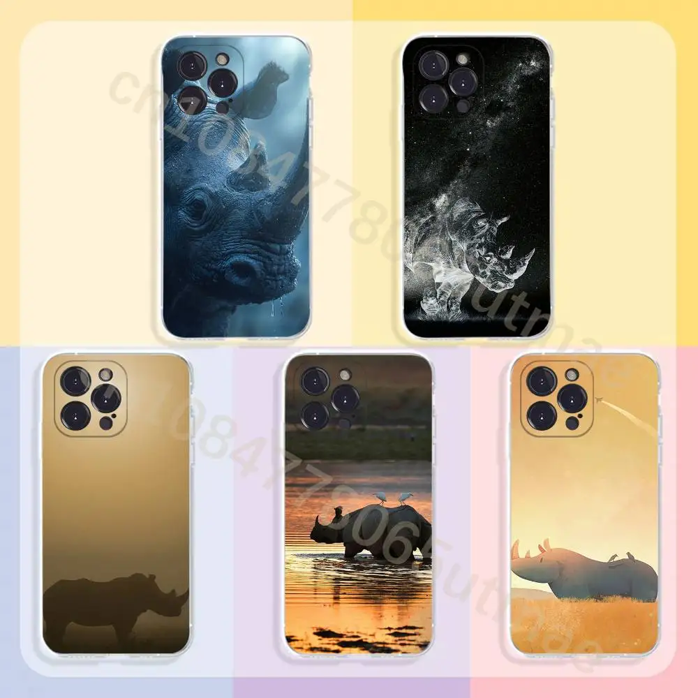 

Cool Animal Rhino Phone Case For iPhone17,16,15,14,13,12,11,Pro,Xs,Max,Mini,Plus Antislip Shockproof Hard