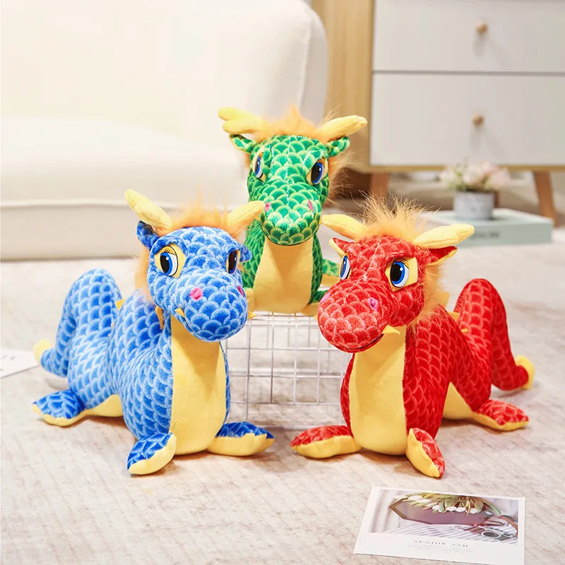 New 2024 Chinese Dragon Plush Toy Cartoon Stuffed Animal Dinosaur Doll Anime Soft Kids Toys for Girls Boys Children Gifts