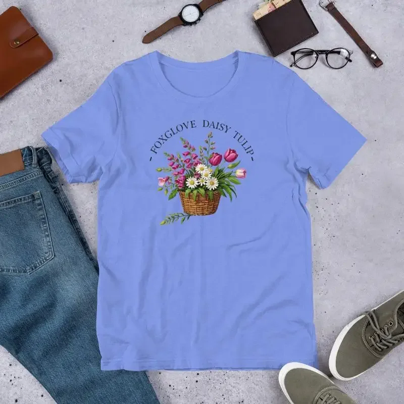 Subtly Sarcastic Floral Basket T shirt Bella Canvas 3001 FDT