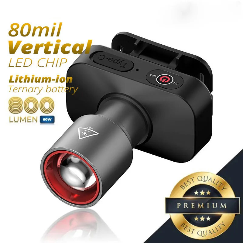 Супер яркий светодиодный налобный фонарь дальнего действия, перезаряжаемый через USB, уличный портативный налобный фонарь, налобный фонарь с Bui; Т-в батареей