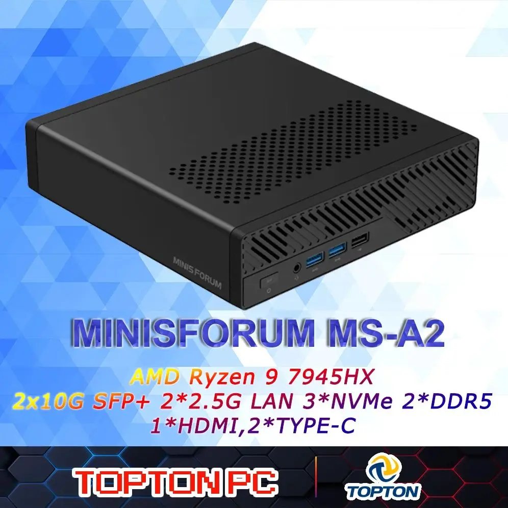 MINISFORUM MS-A2 Mini PC AMD Ryzen 9 9955HX 2x10G SFP Intel X710 2*2.5G LAN 3 * NVMe Windows 11 Workstation Computer da gioco WiFi6E