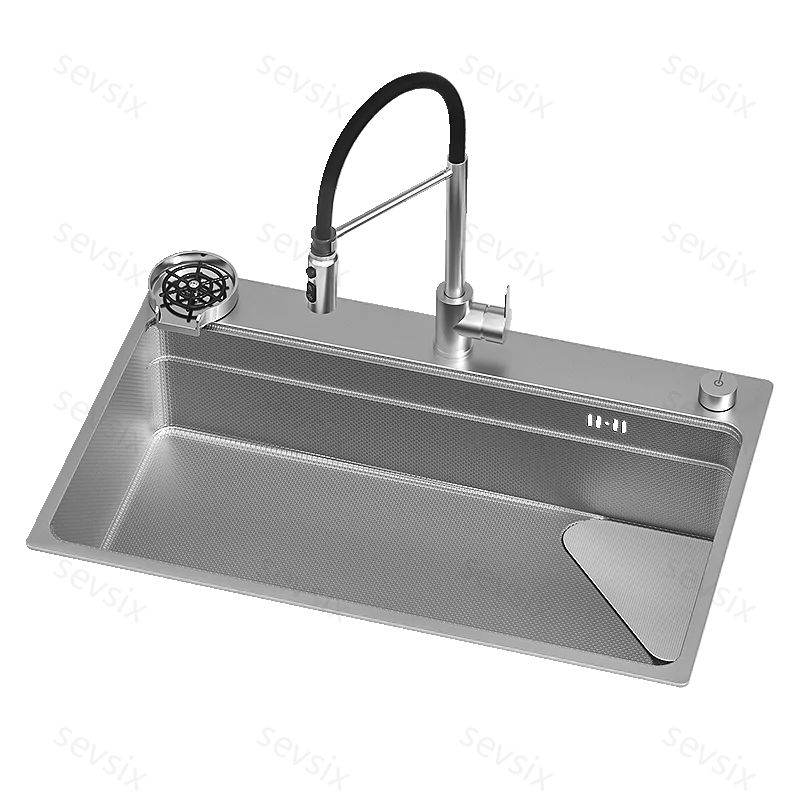 

kitchen sink Silver 304 stainless steel Embossed Large Single Slot Multifunctional Undermount Basin Dishwasing Sinks
