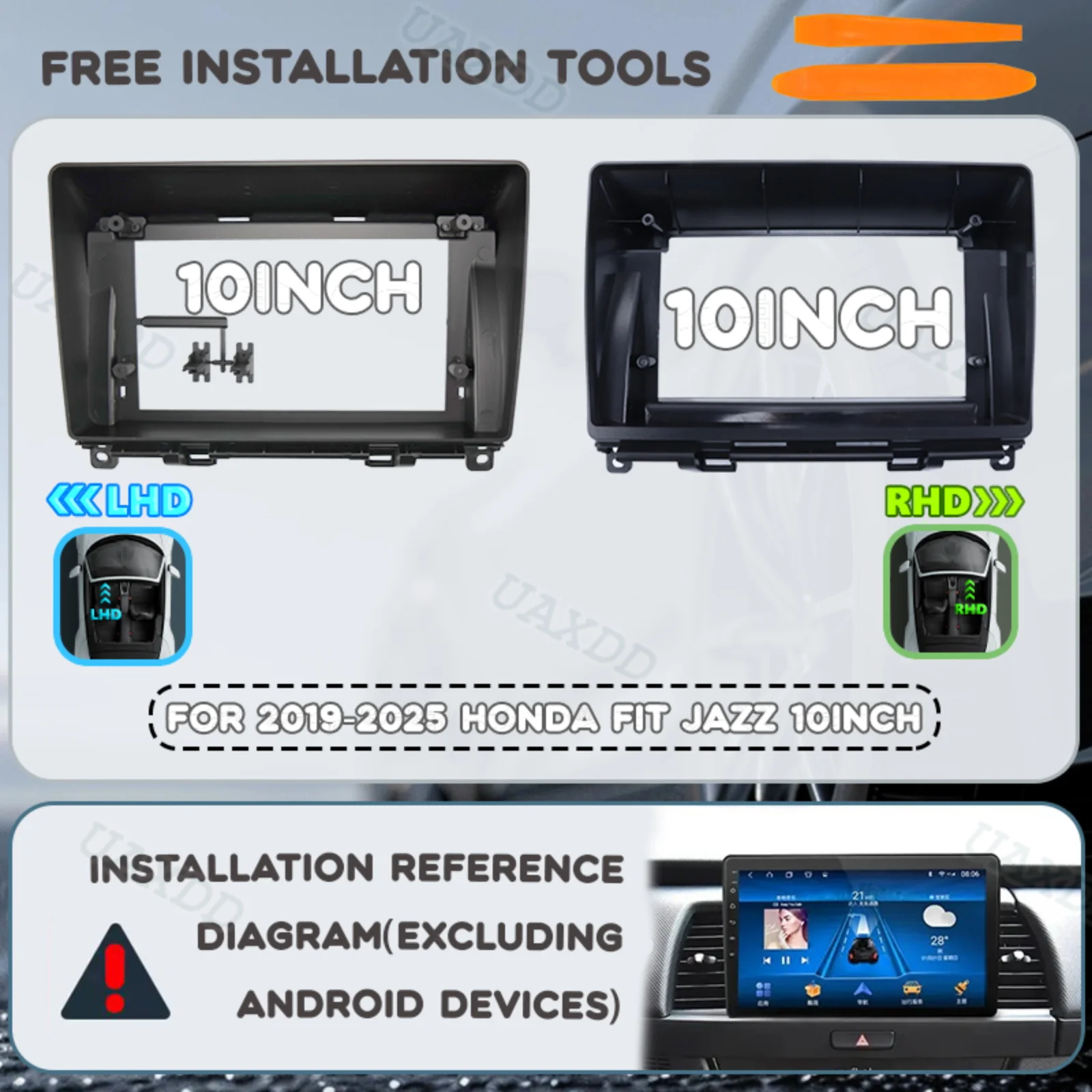 2 Din Car For 2019-2025 Honda Fit JAZZ 10 Inch Automotive Center Console Plastic Accessories Kit Panel Frame Fascia Dashboard CD