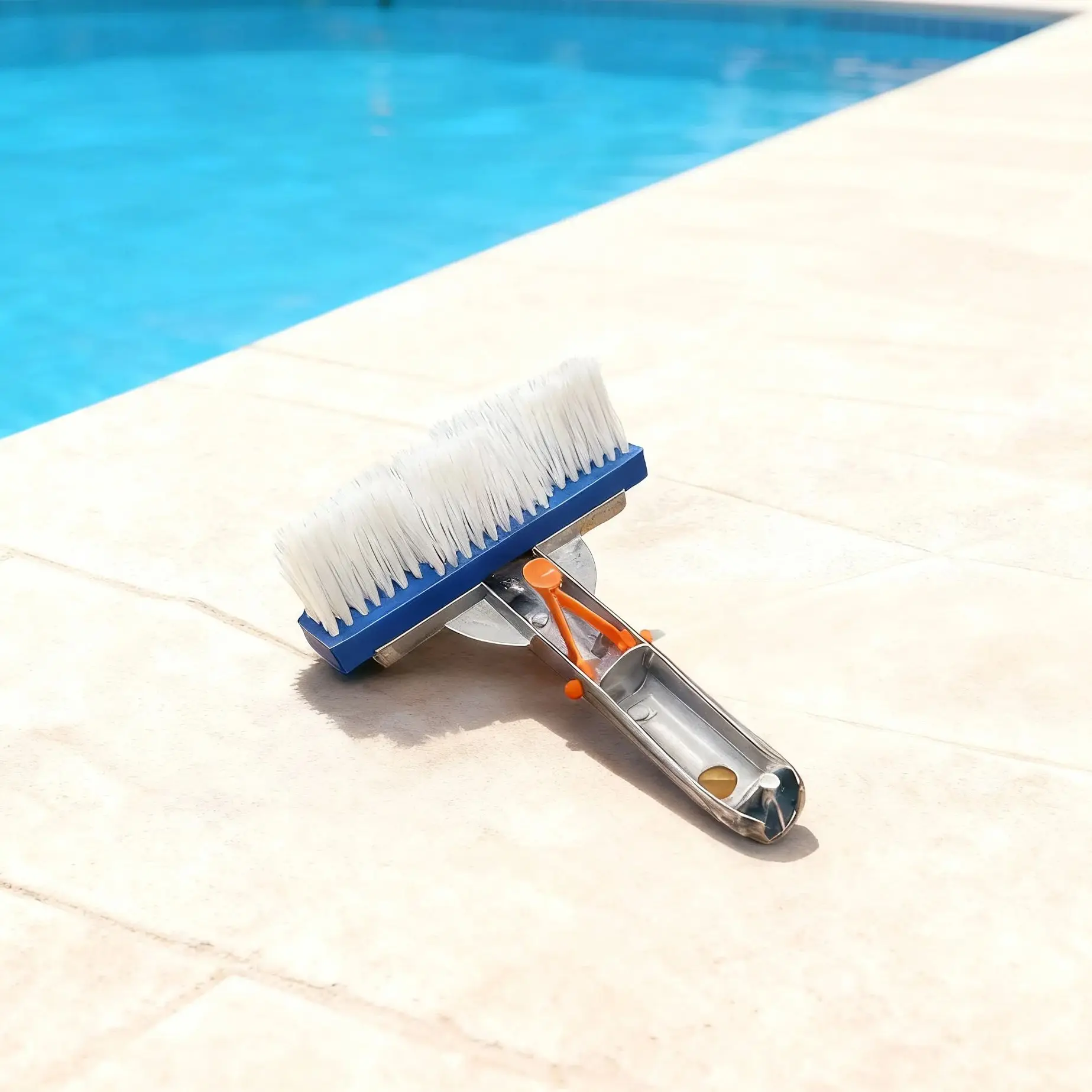 Swimming Pool Cleaning Tools Aluminum Handle Wire Brush Bottom Back Moss Head Steel