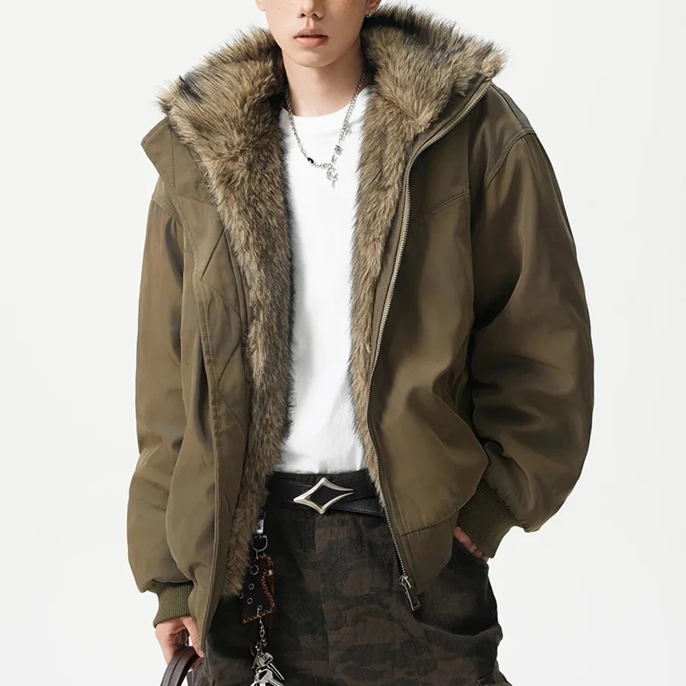 Winter New Men's Solid Color Long-Sleeved Jacket Unisex American Retro Fashion Trend High Street Loose Casual Niche Men's Top