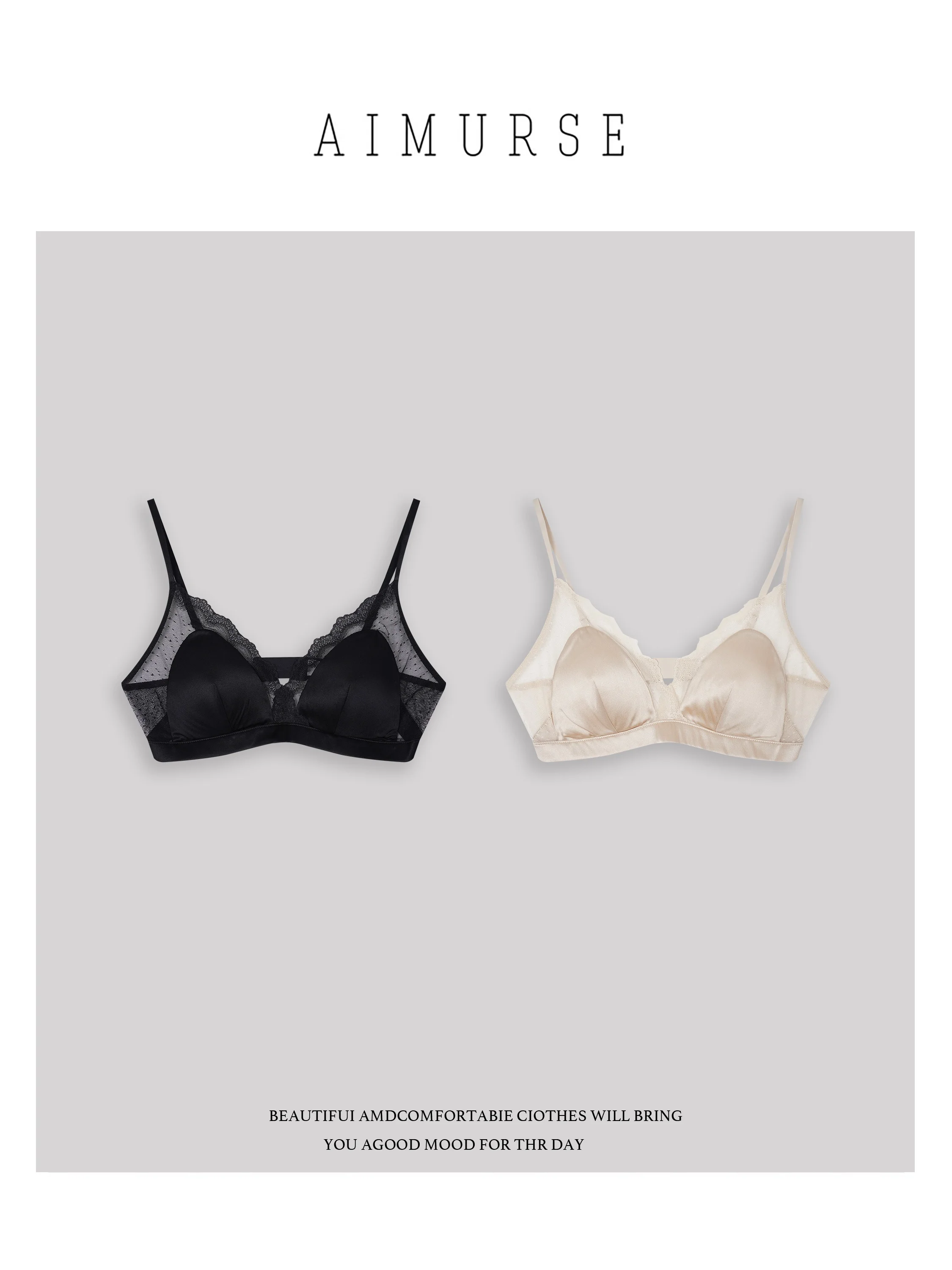 

AIMURSE Silk Lace Trim Comfortable Bandeau Brtte Women's Slim Fit Underwear Single Piece High Elastici Daily Wear