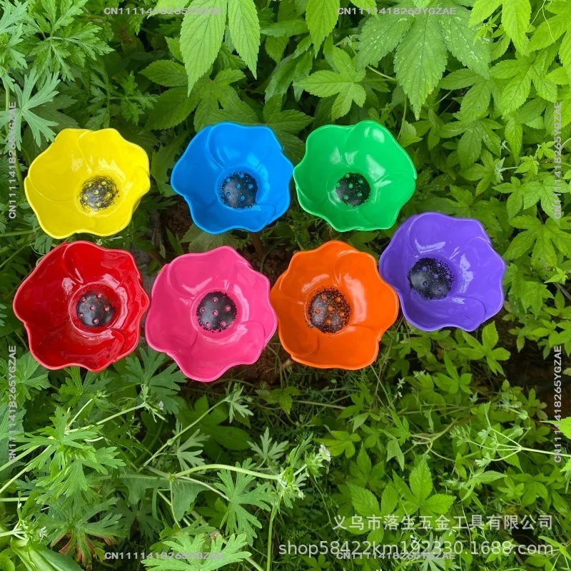 Handmade Metal Flower Garden Stake Multi color handmade metal flower garden card bird water dispenser bathtub view 2