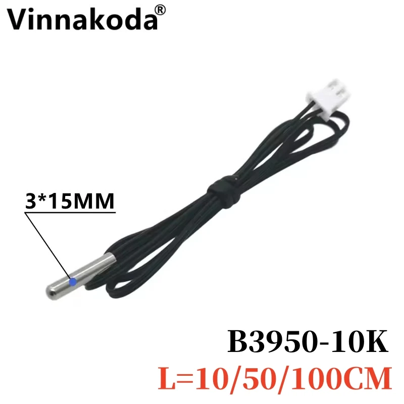 NTC Thermistor Temperature Sensor B3950 10K 1% Waterproof Probe Air Conditioning Probe 3*15MM Stainless Steel 10/50/100CM