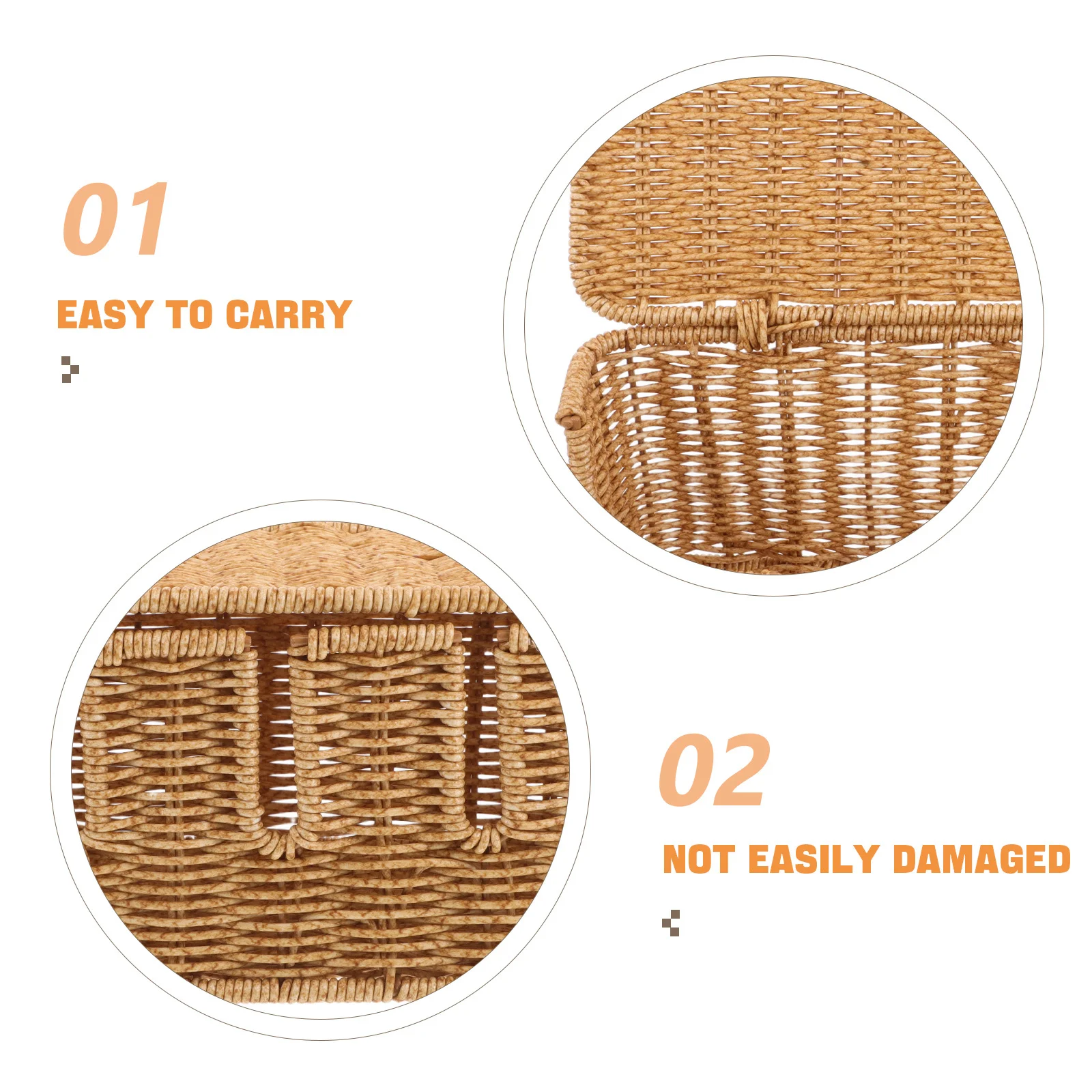 Desktop Cable Organizer Box Imitation Rattan Cord Management Storage Basket for Office Home Use Power Strip Holder with