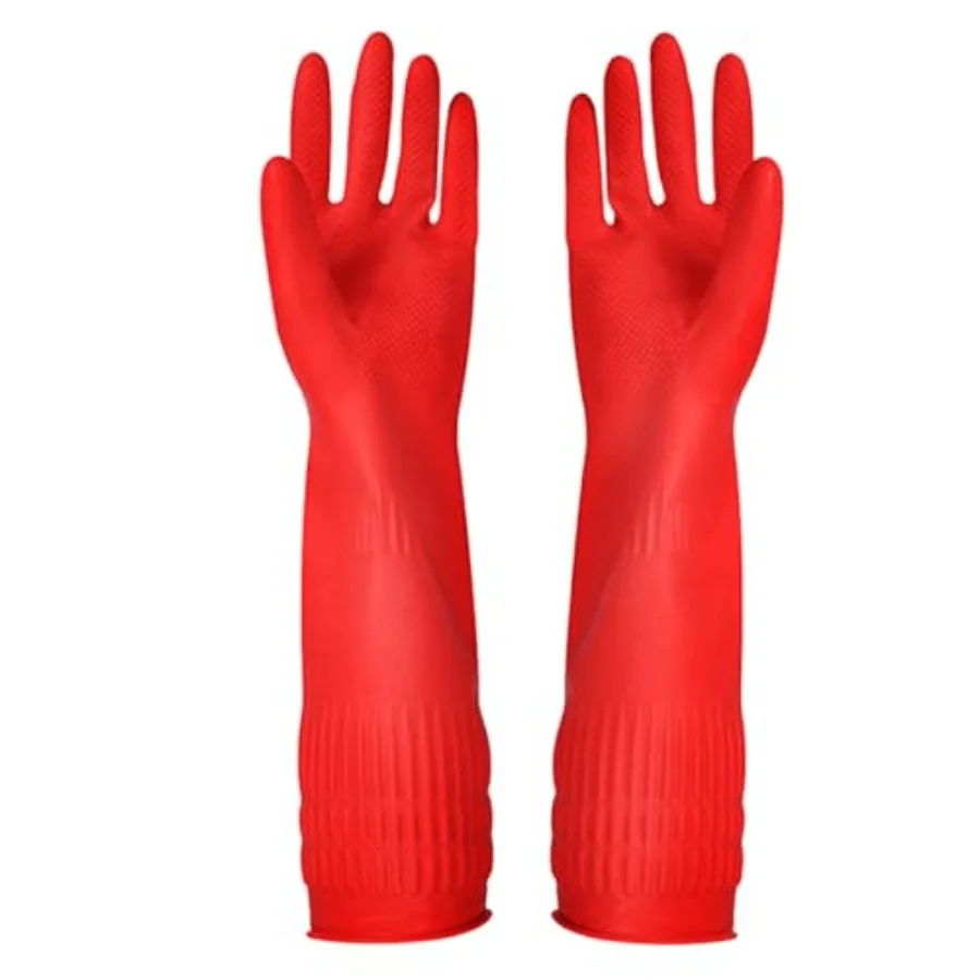 Rubber Cleaning Gloves Kitchen Dishwashing Glove 3-PairsWaterproof Reuseable. Large