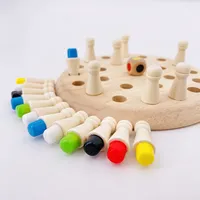 Wooden Memory Match Stick Chess Color Game Board Puzzles Montessori Educational Toy Cognitive Ability Learning Toys for Children