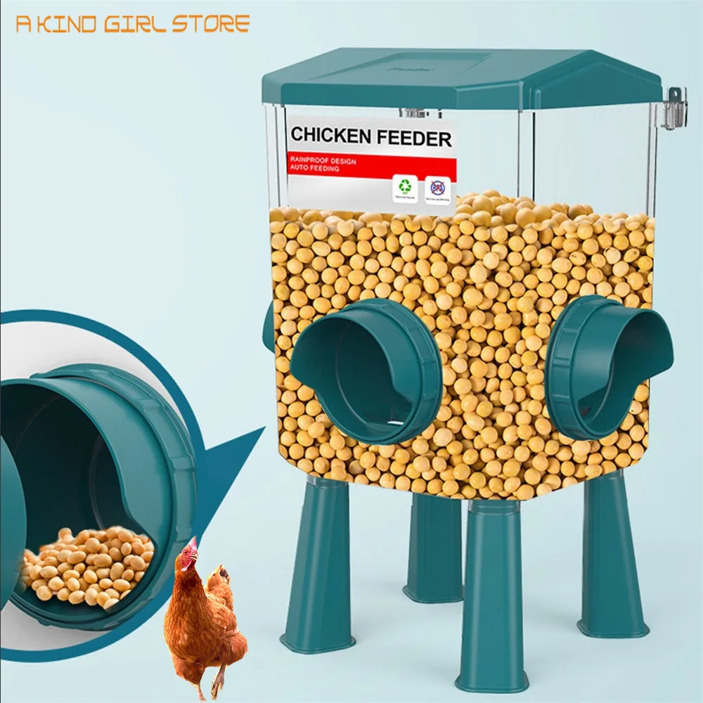 Automatic Chicken Feeder and Waterer Hanging Chicken Coop Feeder Waterer Set,Feeding Ports for Chickens and Other Poultry Bucket