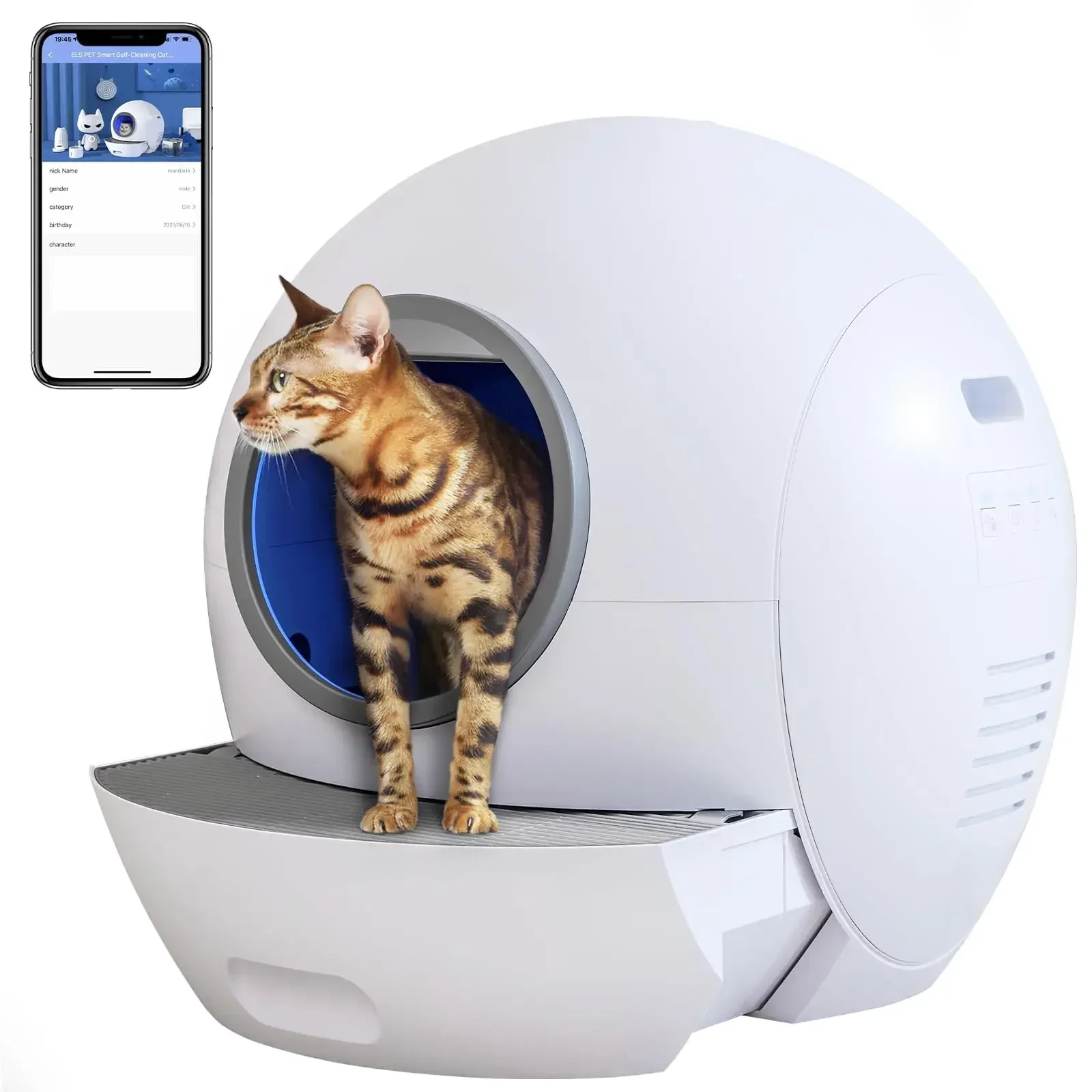 ELS-Boîte à litière automatique pour chat, moniteur intelligent, sans odeur, extra large pour plusieurs chats