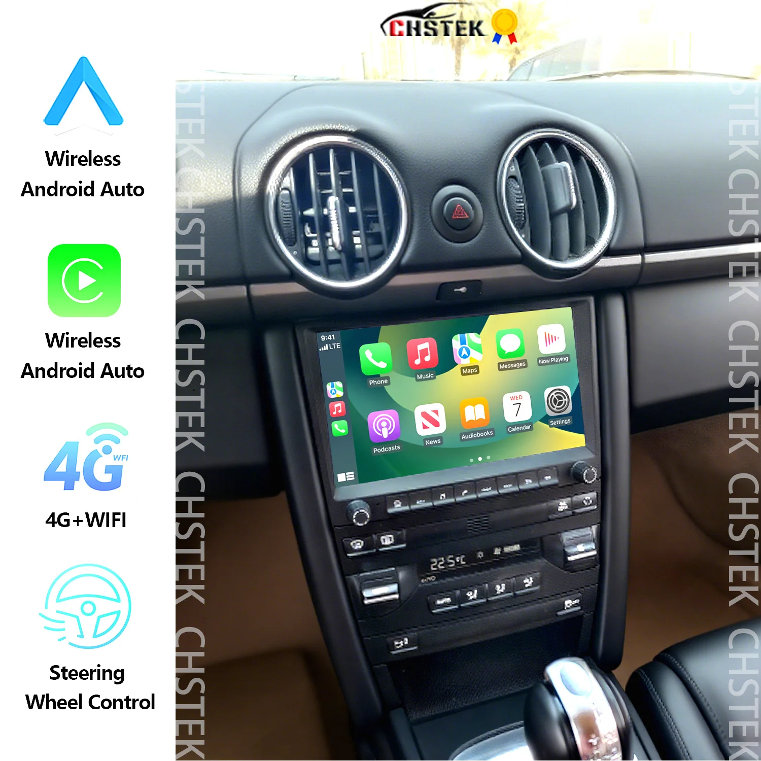 CHSTEK Android 13 Car Radio For Porsche 911 Cayman 987 Boxster 997 2005-2013 Carplay Navigation WIFI 4G GPS Multimedia Autoradio