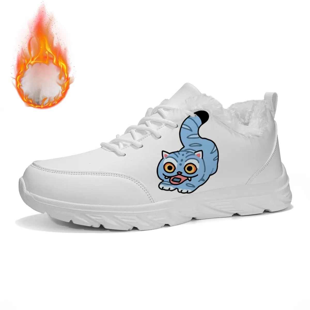 

Мужские кроссовки для тренировок на меховой подкладке с рисунком синего кота, удобные кроссовки для ходьбы и бега, мужская спортивная спортивная обувь